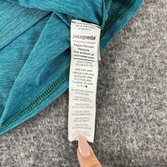 Patagonia Women's XS Teal Hooded Long Sleeve Performance Top Lightweight - Picture 4 of 10